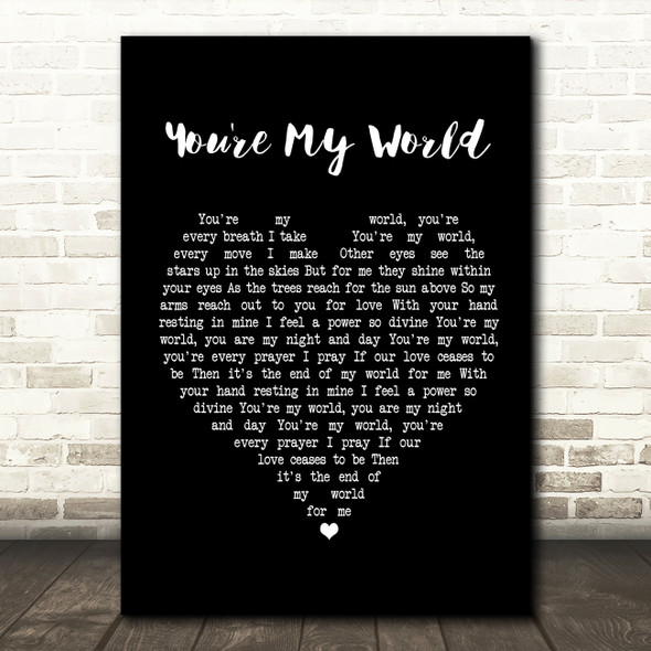 Tom Jones You're My World Black Heart Song Lyric Print