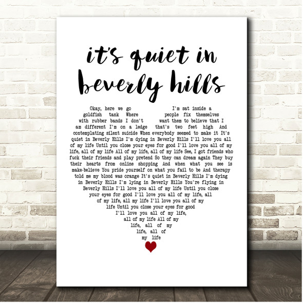 YUNGBLUD its quiet in beverly hills White Heart Song Lyric Print