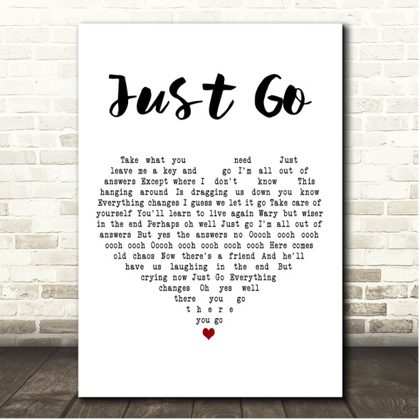 Boz Scaggs Just Go White Heart Song Lyric Print