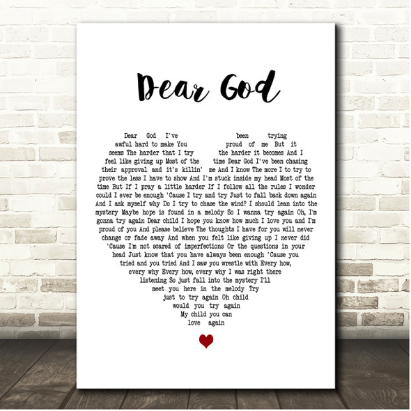 Cory Asbury Dear God (Acoustic) White Heart Song Lyric Print