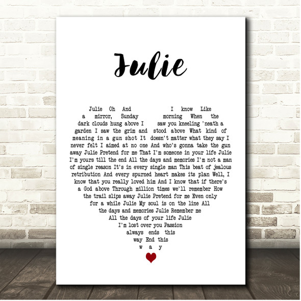 David Bowie Julie White Heart Song Lyric Print