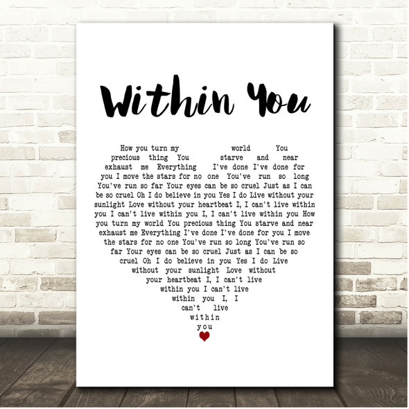 David Bowie Within You White Heart Song Lyric Print