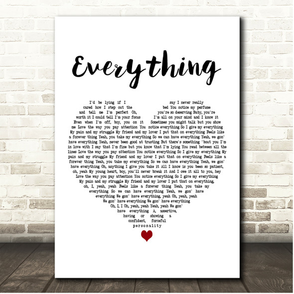 Ella Mai feat. John Legend Everything White Heart Song Lyric Print