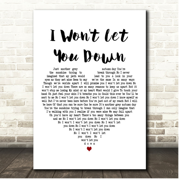 Alex Clare I Won't Let You Down White Heart Song Lyric Print