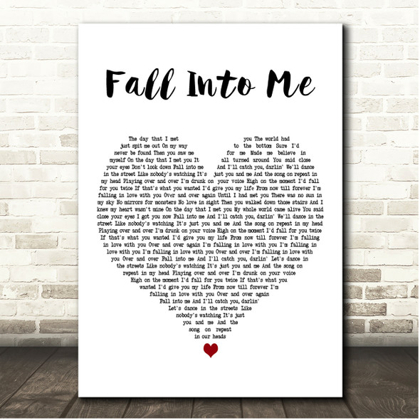 Forest Blakk Fall Into Me White Heart Song Lyric Print