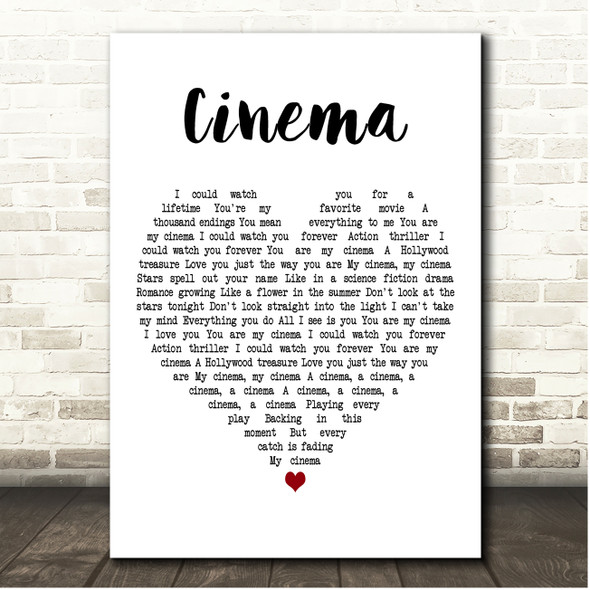 Gary Go Cinema White Heart Song Lyric Print