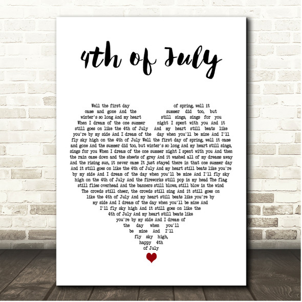 Amy MacDonald 4th of July White Heart Song Lyric Print