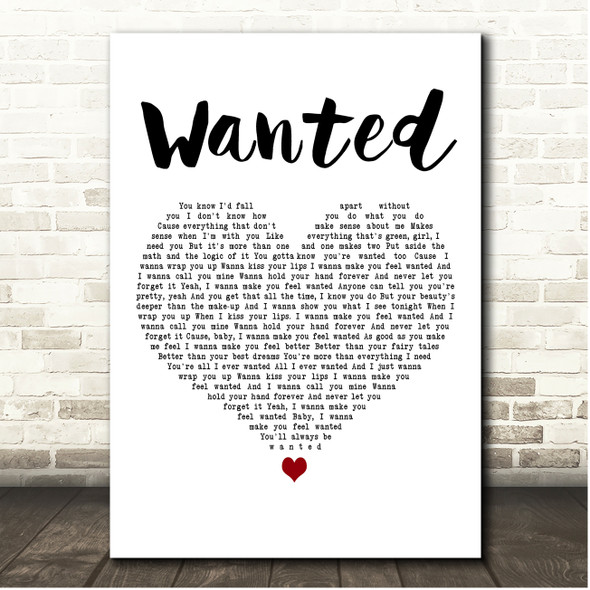 Hunter Hayes Wanted White Heart Song Lyric Print