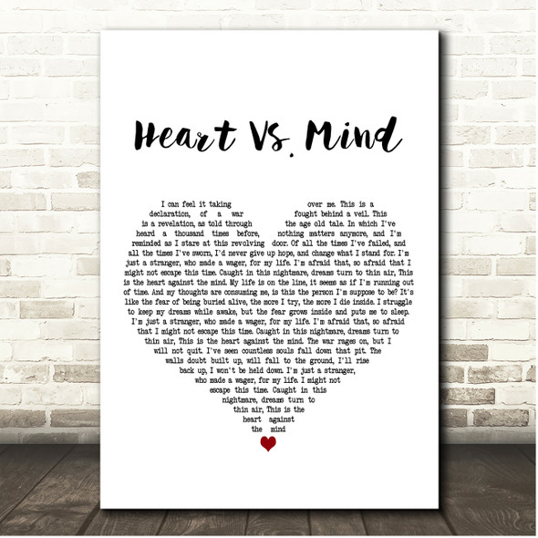 I Prevail Heart Vs. Mind White Heart Song Lyric Print