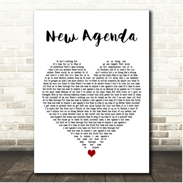 Janet Jackson New Agenda White Heart Song Lyric Print