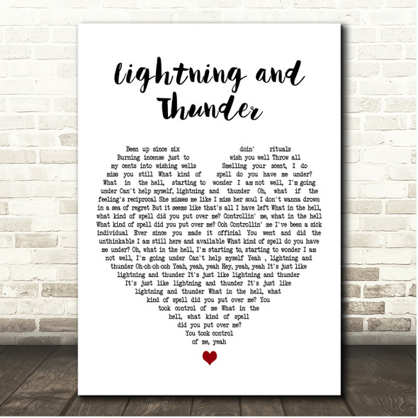 Jhené Aiko & John Legend Lightning and Thunder White Heart Song Lyric Print