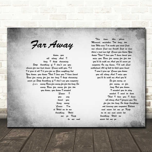 Nickelback Far Away Grey Landscape Man & Lady Song Lyric Print