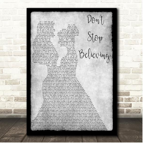 Journey Don't Stop Believing Grey Black Border Lesbians Song Lyric Print