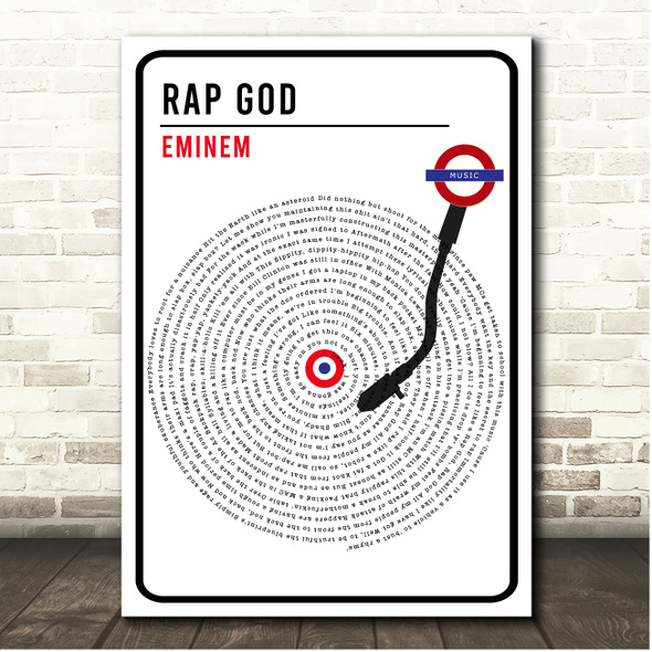 Eminem Rap God London Sign Style Vinyl Song Lyric Print
