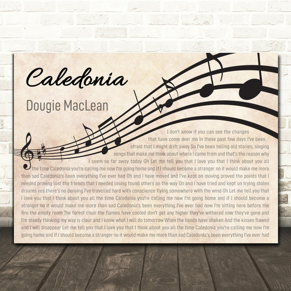 Dougie MacLean Caledonia Landscape Wavy Music Notes Song Lyric Print