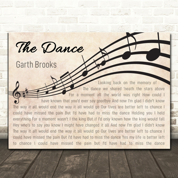 Garth Brooks The Dance Landscape Wavy Music Notes Song Lyric Print