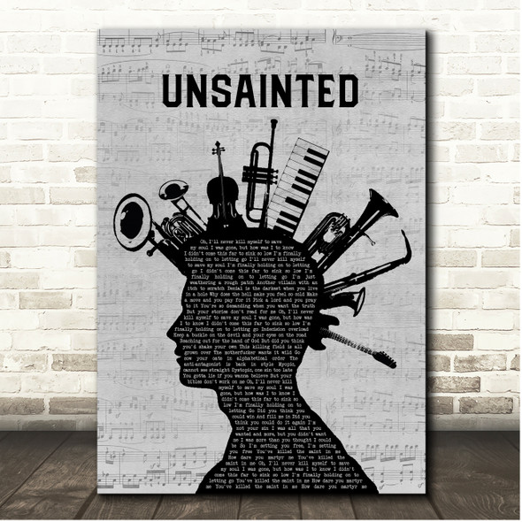 Slipknot Unsainted Musical Instrument Mohawk Song Lyric Print