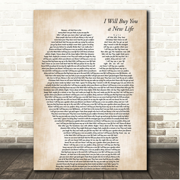 Everclear I Will Buy You a New Life Mother & Baby Song Lyric Print