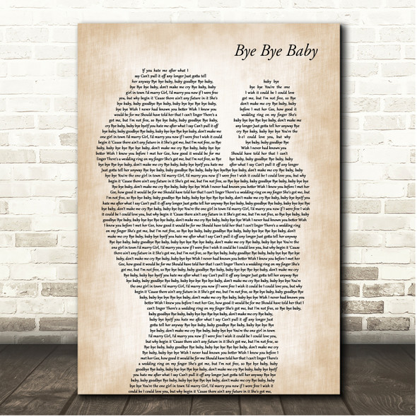 Bay City Rollers Bye Bye Baby Mother & Baby Song Lyric Print