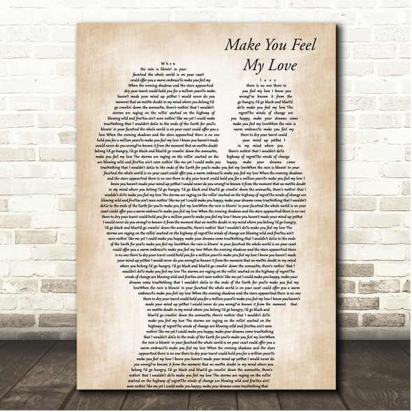 Bob Dylan Make You Feel My Love Mother & Baby Song Lyric Print