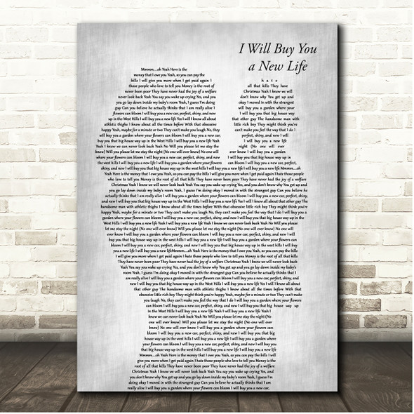 Everclear I Will Buy You a New Life Mother & Baby Grey Song Lyric Print