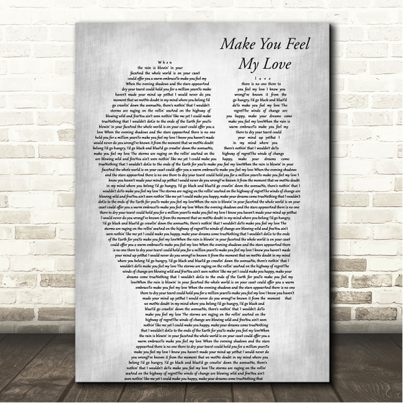Bob Dylan Make You Feel My Love Mother & Baby Grey Song Lyric Print