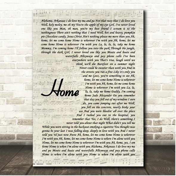 Edward Sharpe & The Magnetic Zeros Home Vintage Script Song Lyric Print