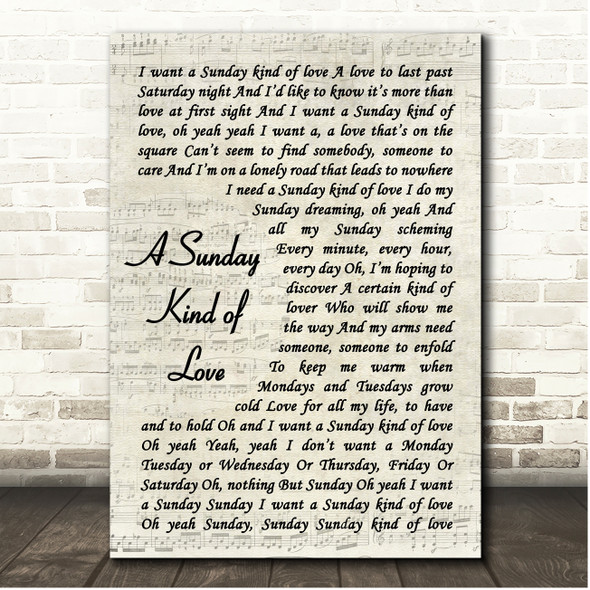 Etta James A Sunday Kind of Love Vintage Script Song Lyric Print