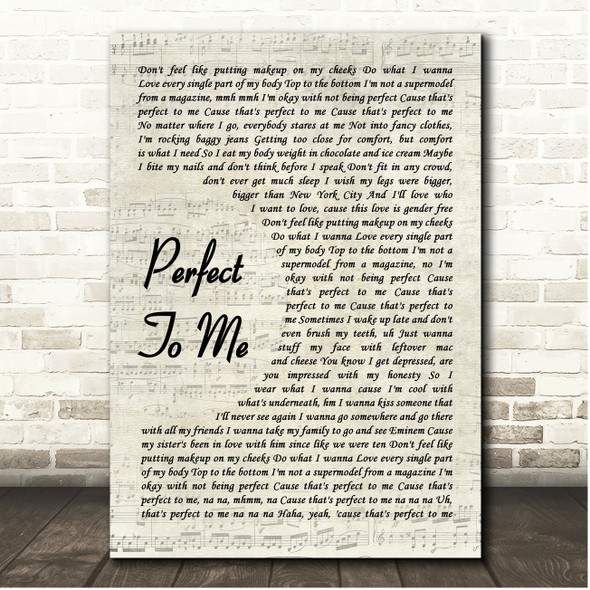 Anne-Marie Perfect To Me Vintage Script Song Lyric Print