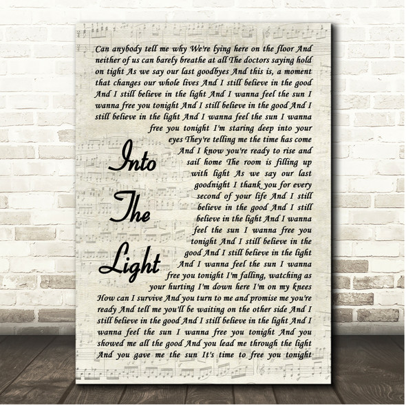 In This Moment Into The Light Vintage Script Song Lyric Print