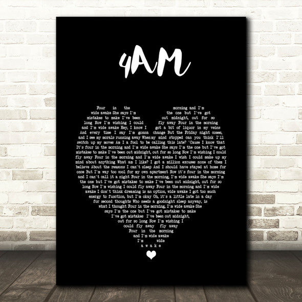 Dan Caplen 4AM Black Heart Song Lyric Print