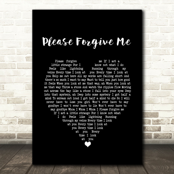 David Gray Please Forgive Me Black Heart Song Lyric Print