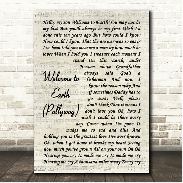 Sturgill Simpson Welcome to Earth (Pollywog) Vintage Script Song Lyric Print