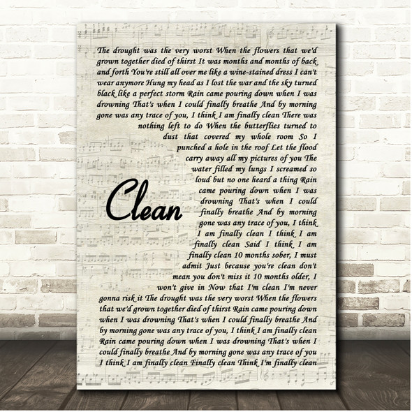Taylor Swift Clean Vintage Script Song Lyric Print