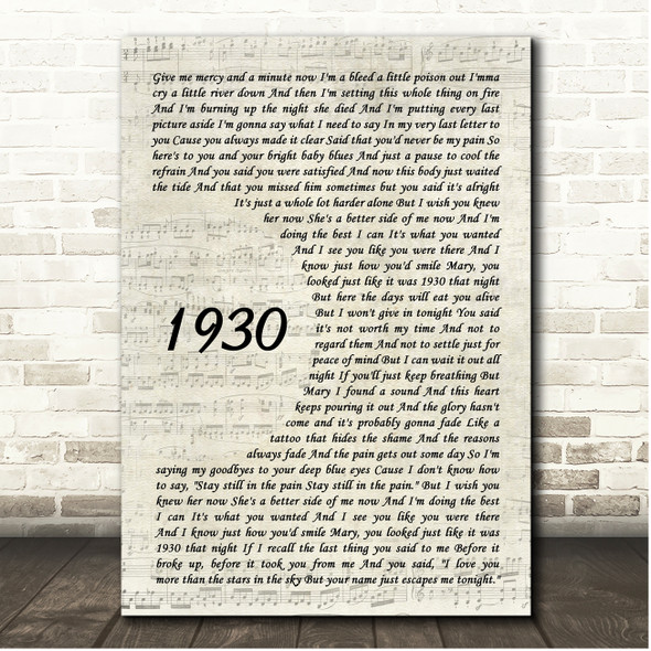 The Gaslight Anthem 1930 Vintage Script Song Lyric Print