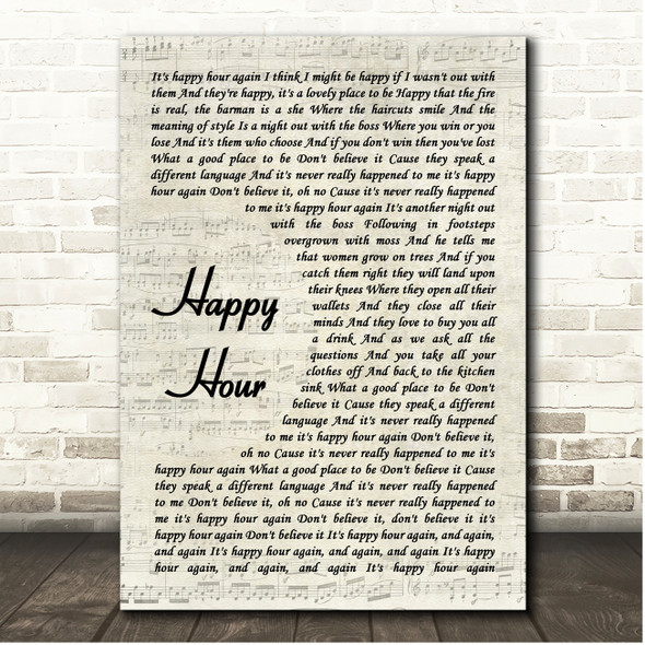 The Housemartins Happy Hour Vintage Script Song Lyric Print