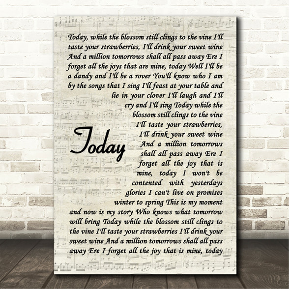 The New Christy Minstrels Today Vintage Script Song Lyric Print