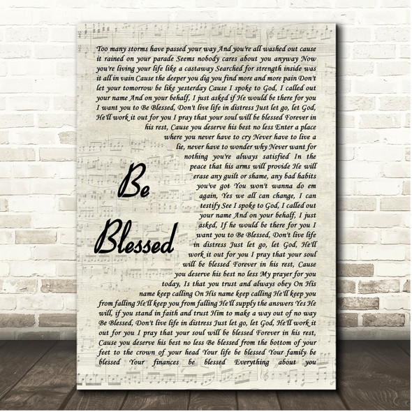 Yolanda Adams Be Blessed Vintage Script Song Lyric Print