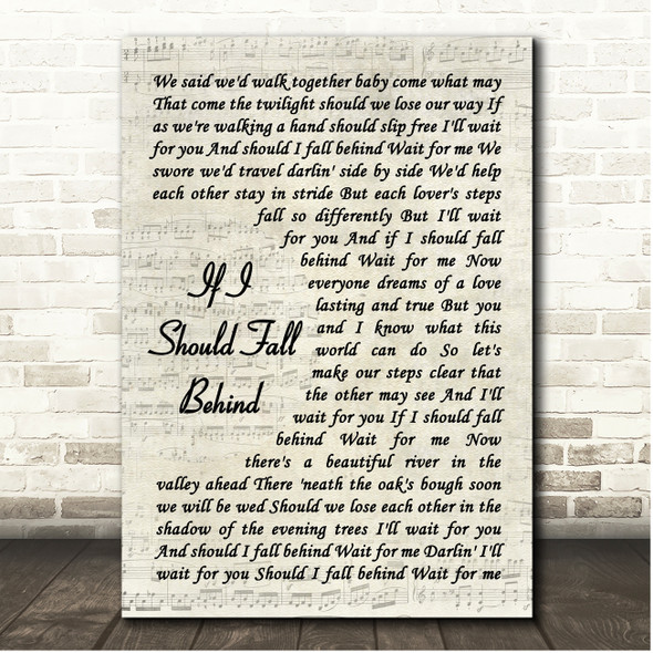 Bruce Springsteen If I Should Fall Behind Vintage Script Song Lyric Print