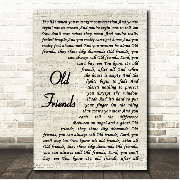 Chris Stapleton Old Friends Vintage Script Song Lyric Print