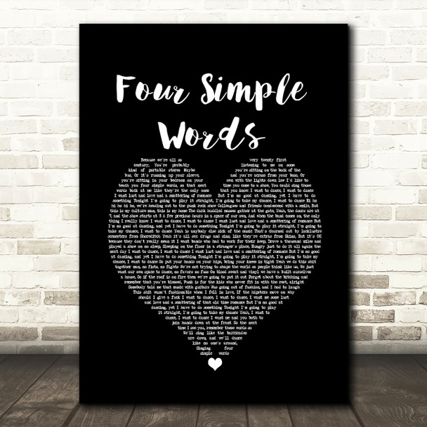 Frank Turner Four Simple Words Black Heart Song Lyric Print