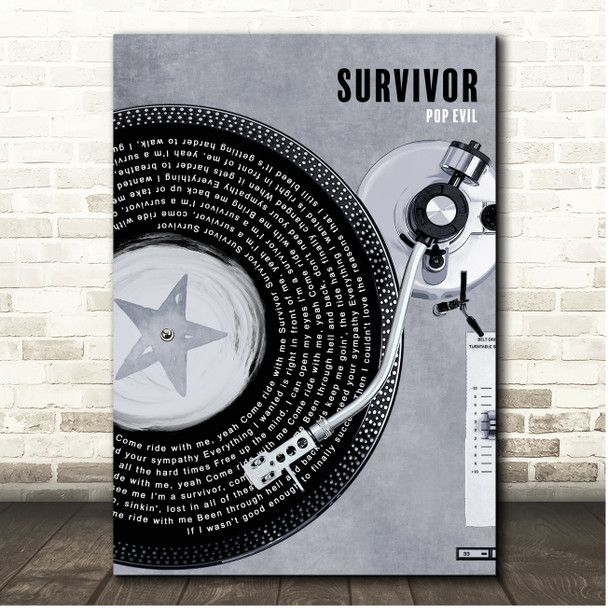 Pop Evil Survivor Rustic Grey Blue Vinyl Record Song Lyric Print