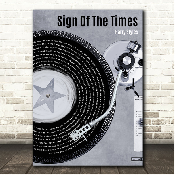 Harry Styles Sign Of The Times Rustic Grey Blue Vinyl Record Song Lyric Print