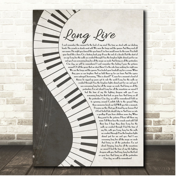 Taylor Swift Long Live Rustic Grey Piano Script Song Lyric Print