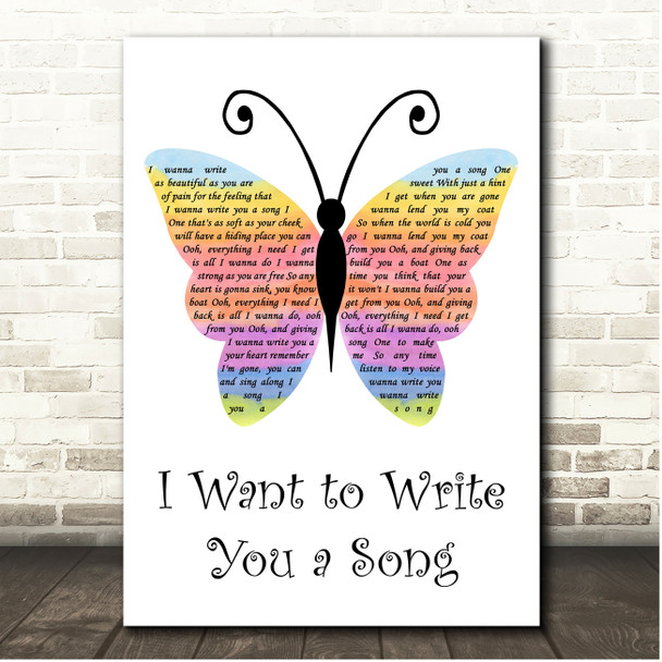One Direction I Want to Write You a Song Rainbow Butterfly Song Lyric Print
