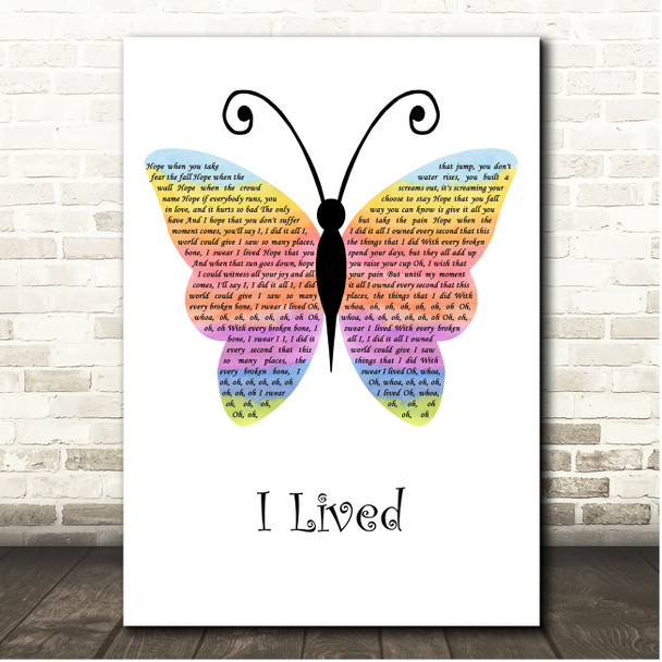 OneRepublic I Lived Rainbow Butterfly Song Lyric Print