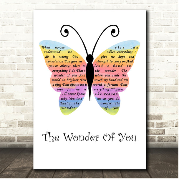 Elvis Presley The Wonder Of You Rainbow Butterfly Song Lyric Print