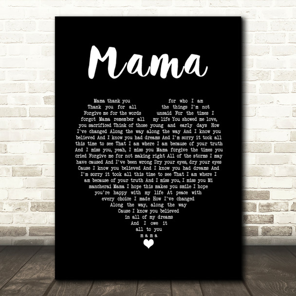 Il Divo Mama Black Heart Song Lyric Print
