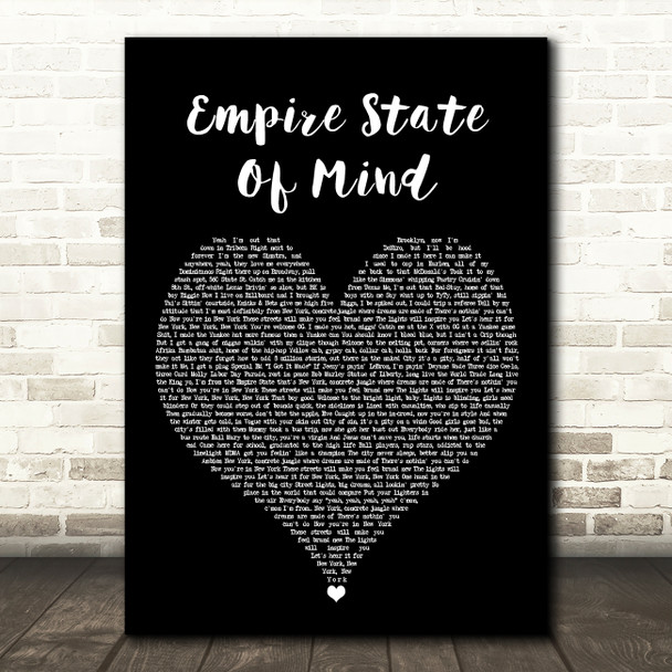 Jay-Z feat Alicia Keys Empire State Of Mind Black Heart Song Lyric Print