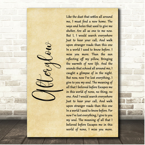 Genesis Afterglow Rustic Script Song Lyric Print